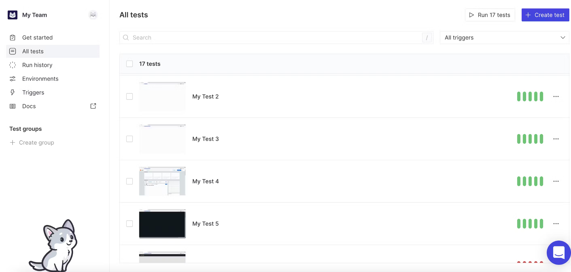 QA Wolf UI screenshot