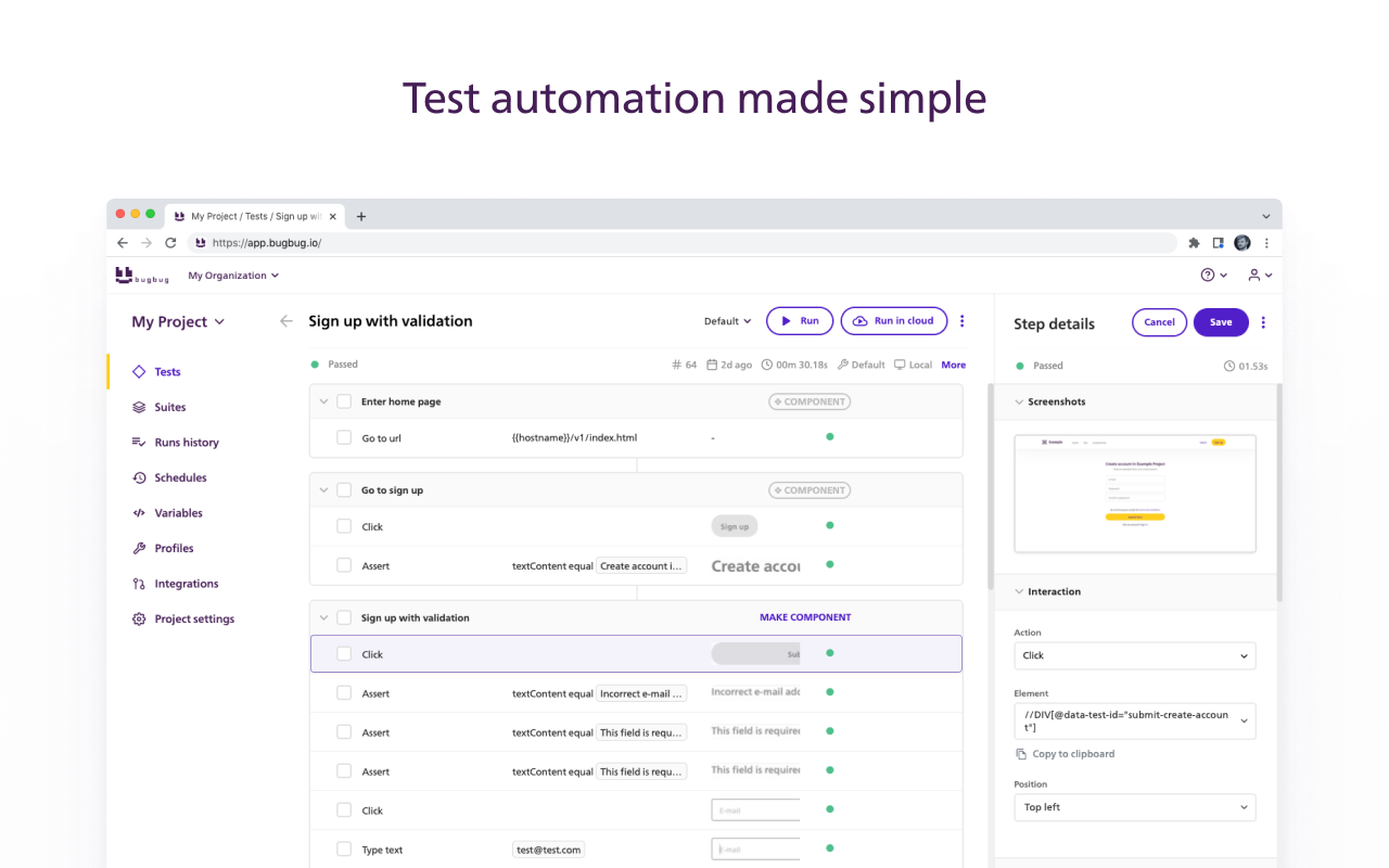 BugBug UI screenshot